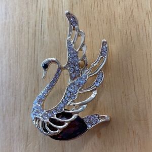 Elegant Red Swan Brooch